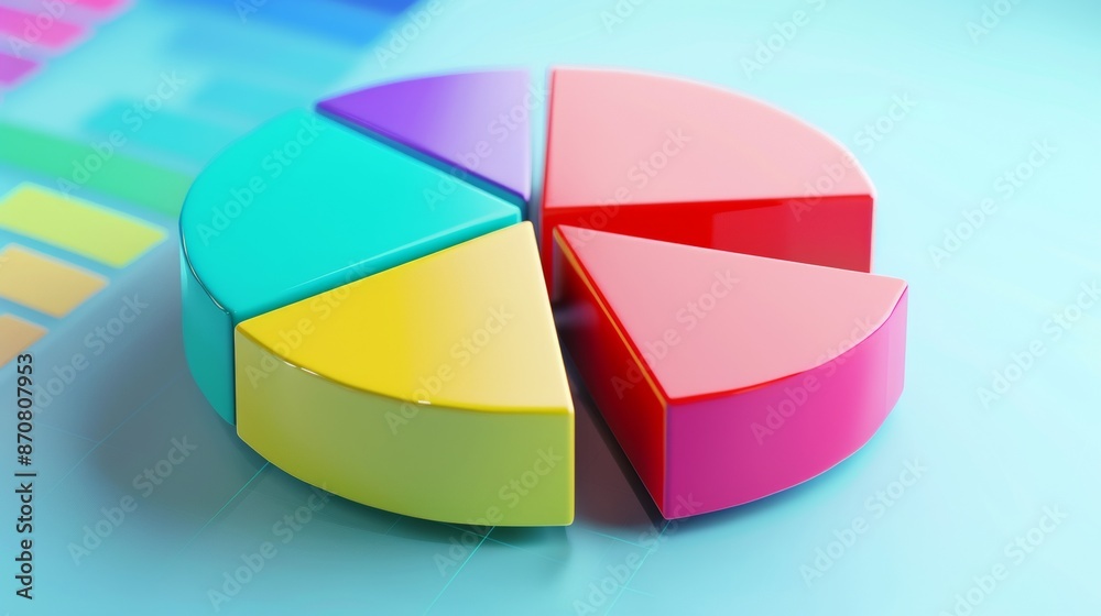 Fototapeta premium Colorful Pie Chart On Blue Background