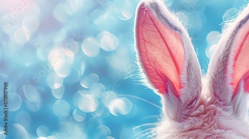 abstracr Easter egg sleek background with text empty space isolated on the blue and purple background with bunny on the celebration  photo