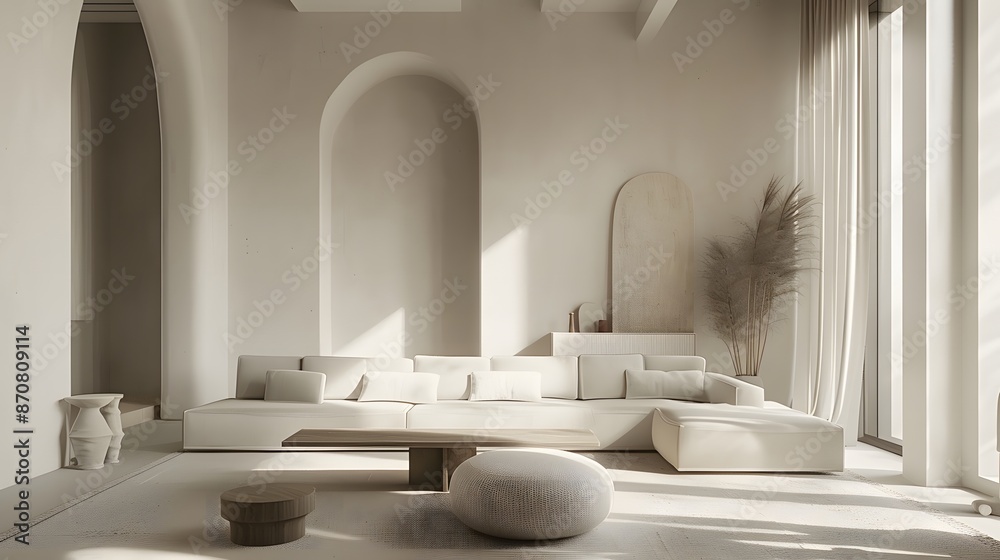 Modern Living Room Interior with Window and Contemporary Furniture Design