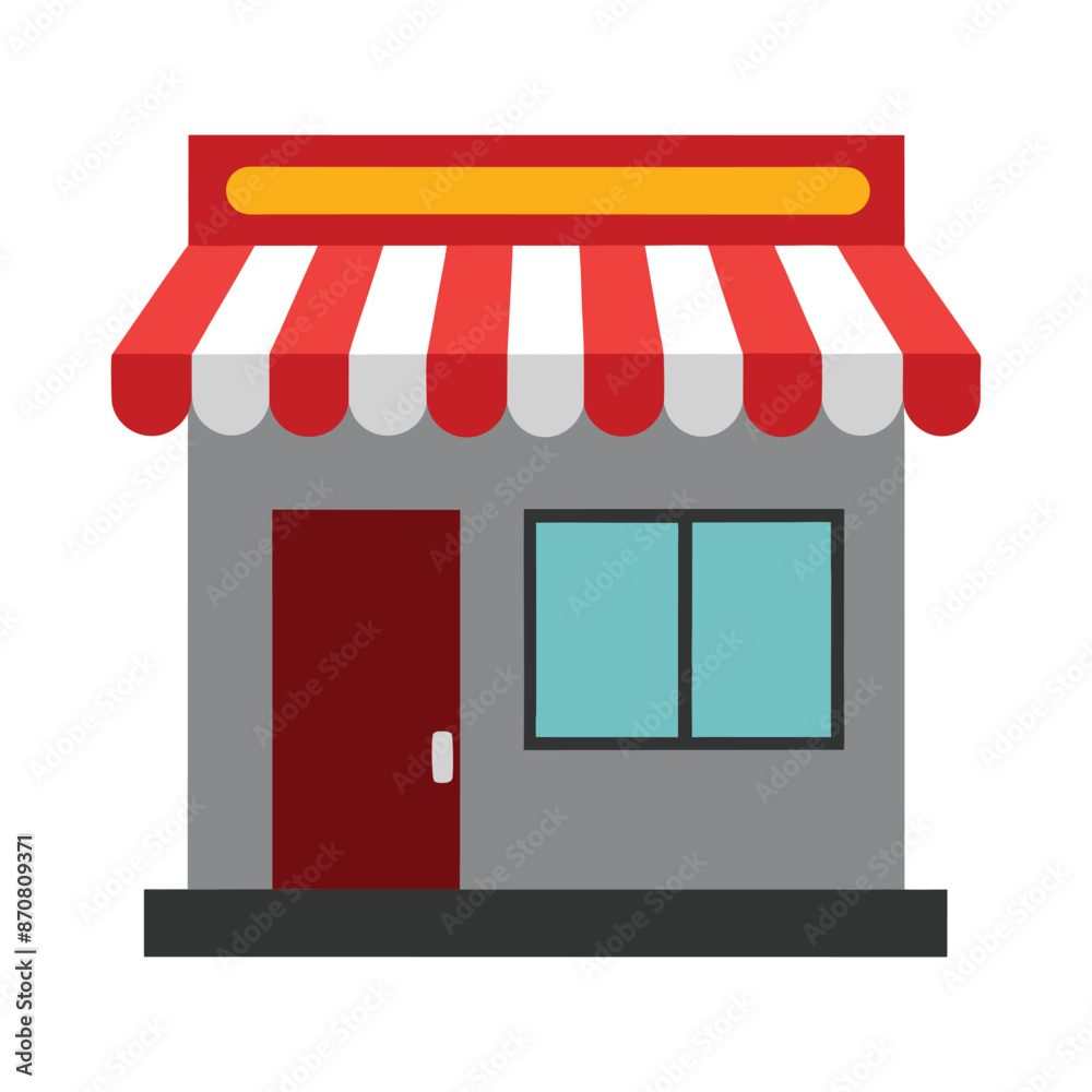 Illustration of Store with red awning Illustration of Store with red awning