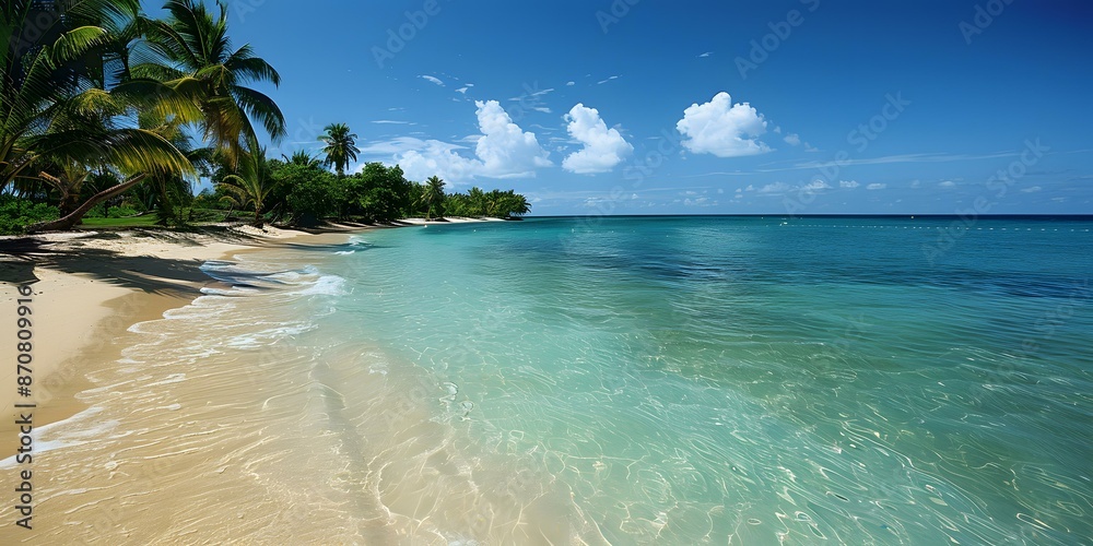 Fototapeta premium Tropical beach with palm trees and turquoise water