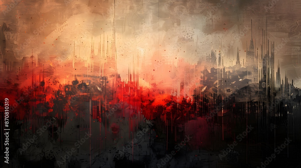 Obraz premium A fiery abstract background with clouds and paint