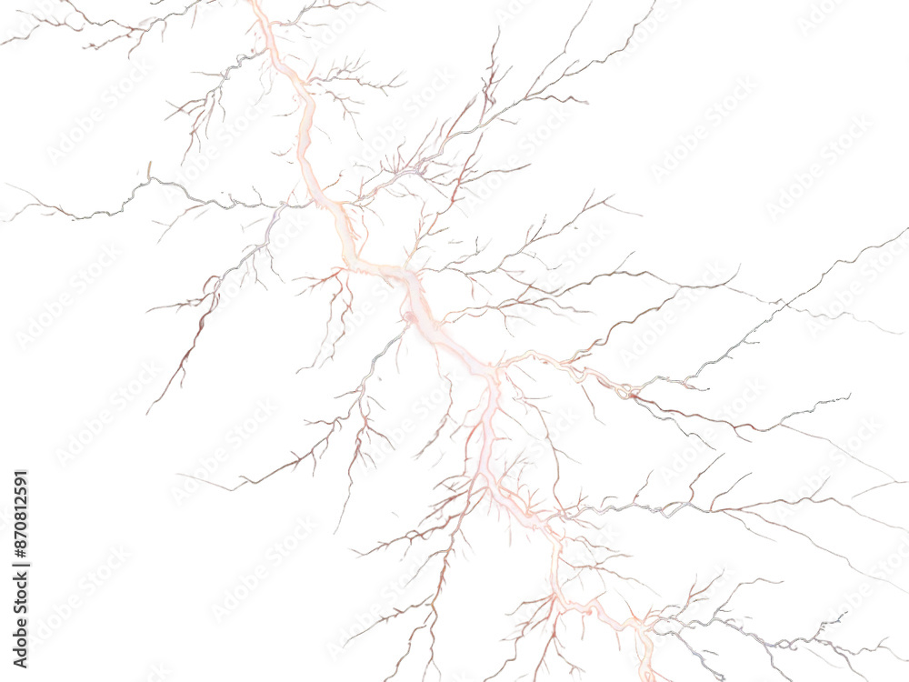 Obraz premium white background. The lightning should be vivid and detailed, with sharp, branching tendrils and bright, electric blue tones. Ensure isolate