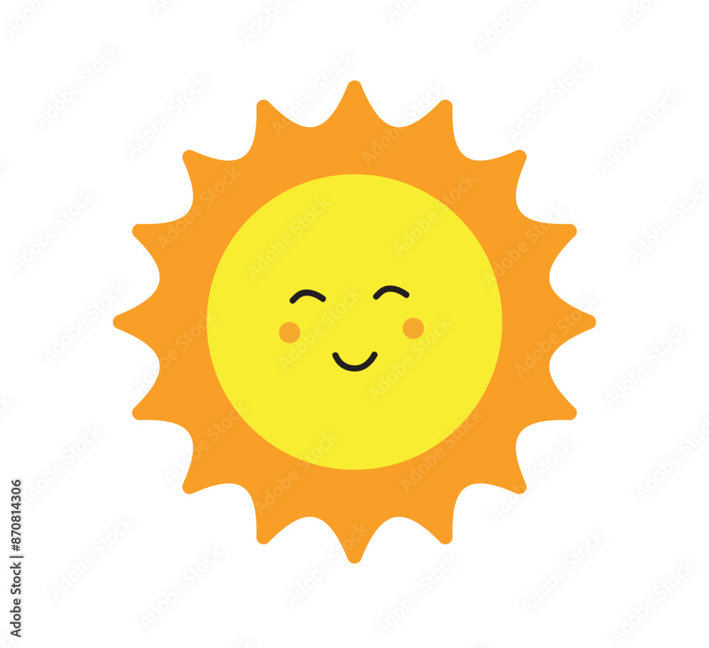 Sun smile icon. Happy smiling sun. Cute sun. Sunshine emoji. Funny emotion. Vector illustration Sun smile icon. Happy smiling sun. Cute sun. Sunshine emoji. Funny emotion. Vector illustration