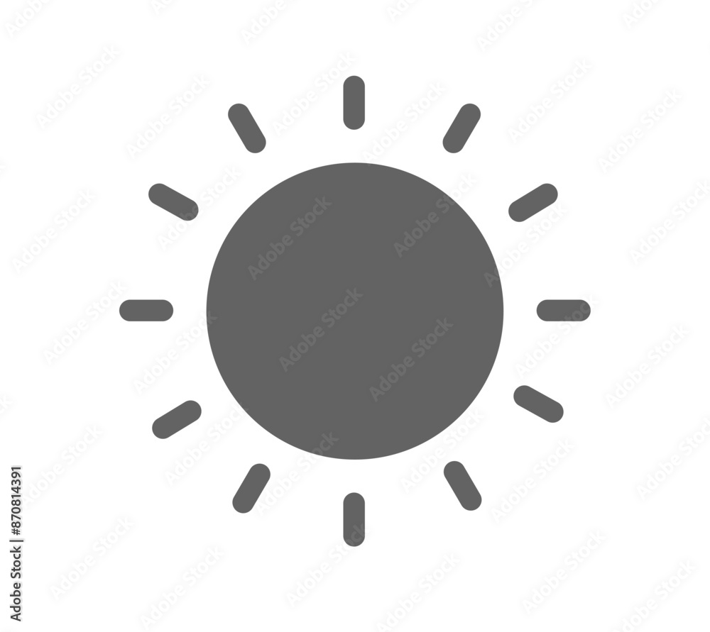 Sun icon isolated on white background. Brightness flat icon. Solar icon. Decorative circle full. Vector illustration Sun icon isolated on white background. Brightness flat icon. Solar icon. Decorative circle full. Vector illustration