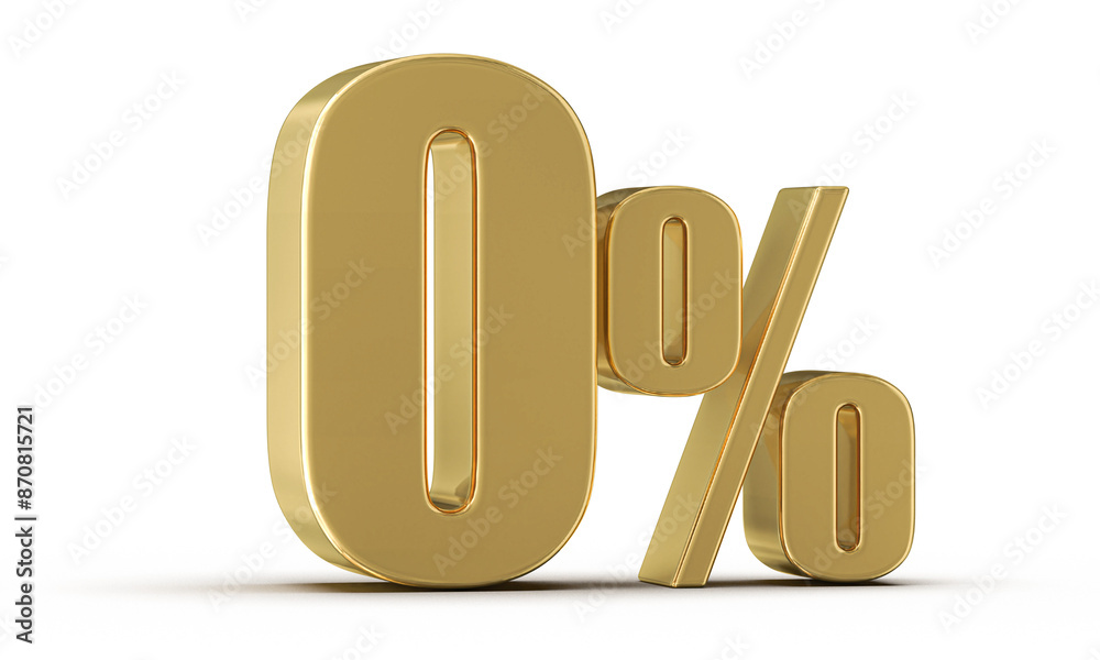 0 Percent Off Sale Gold Number 3D 0 Percent Off Sale Gold Number 3D