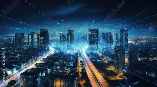 Wallpaper Mural illuminated network technology Torontodigital.ca