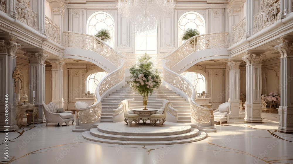 Fototapeta premium staircase blurred luxurious home interior