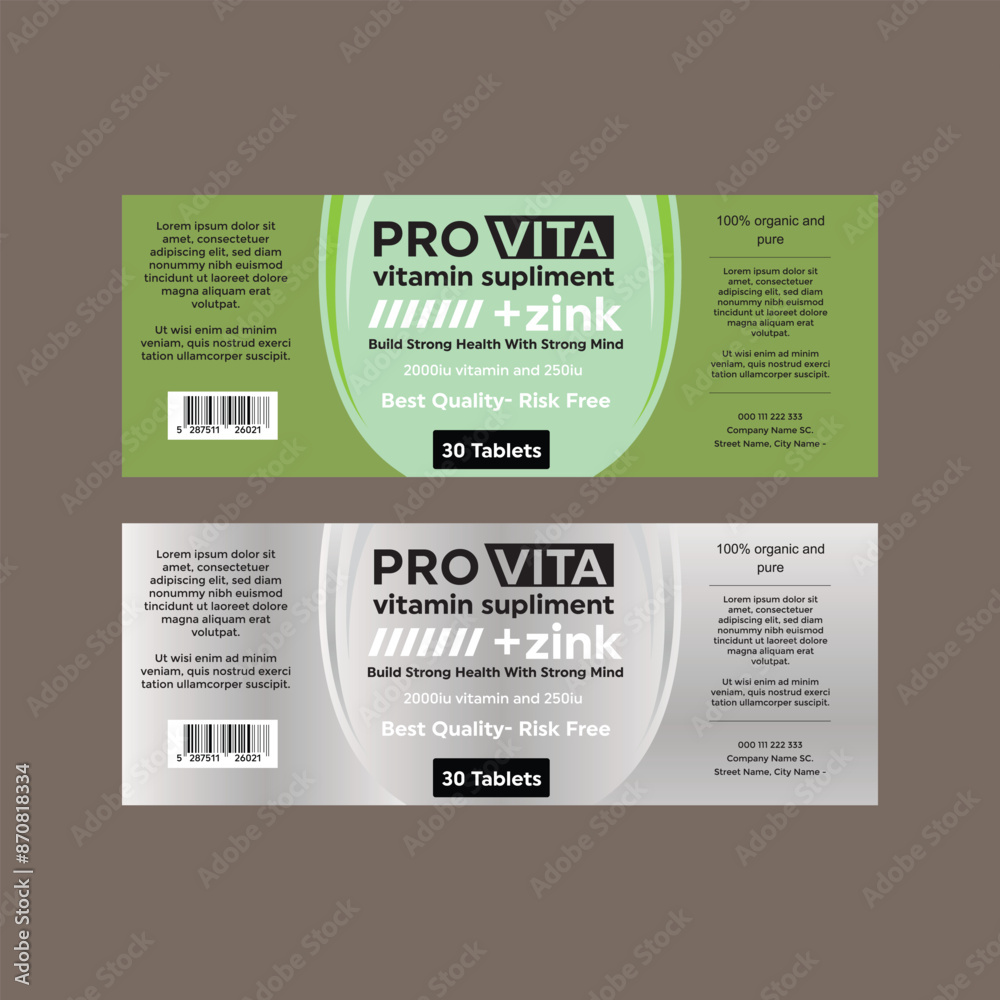 Vitamin d label design Supplement label design Nutrition label template ...