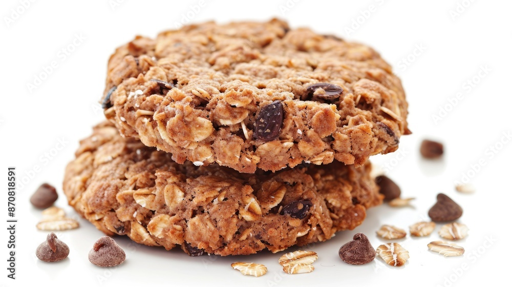 chocolate chip cookies on white