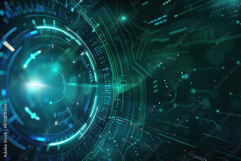 A green screen with a glowing circle in the center. The circle is surrounded by a series of lines and dots. A green screen with a glowing circle in the center. The circle is surrounded by a series of lines and dots.