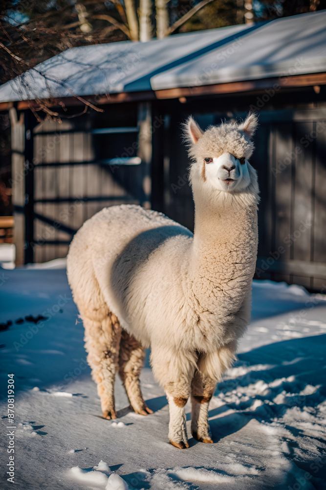 Obraz premium alpaca playing on Green Field