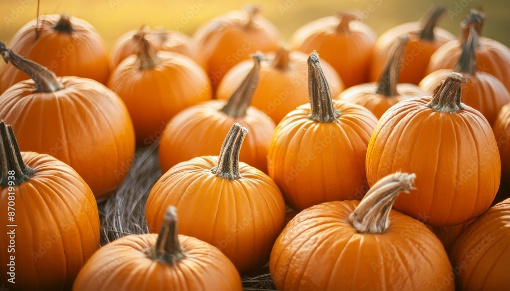Pumpkins in the foreground, ideal for Halloween , generated by AI Pumpkins in the foreground, ideal for Halloween , generated by AI
