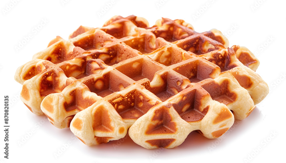 One tasty Belgian waffle isolated on white One tasty Belgian waffle isolated on white