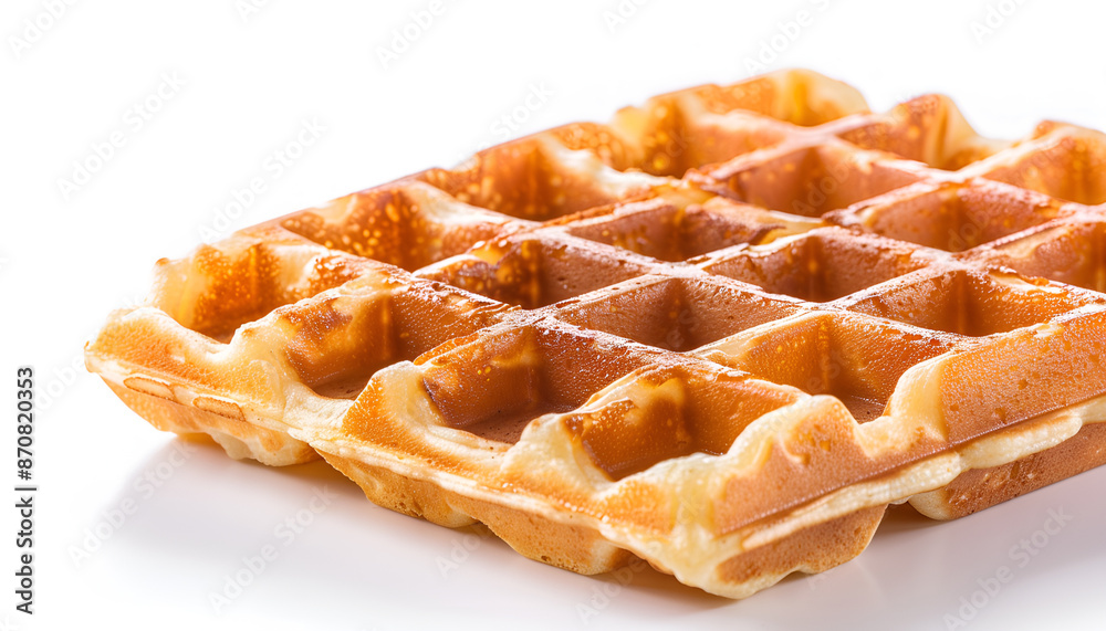 One tasty Belgian waffle isolated on white One tasty Belgian waffle isolated on white