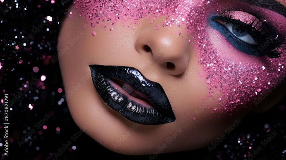 Fototapeta premium eyeshadow pink and black glitter
