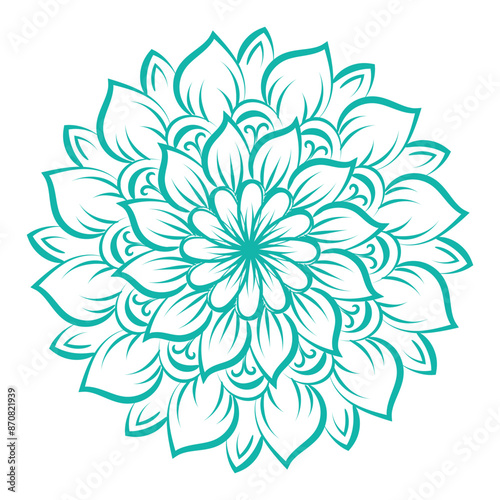 Circular pattern floral ornamental mandala outline for coloring bok pages