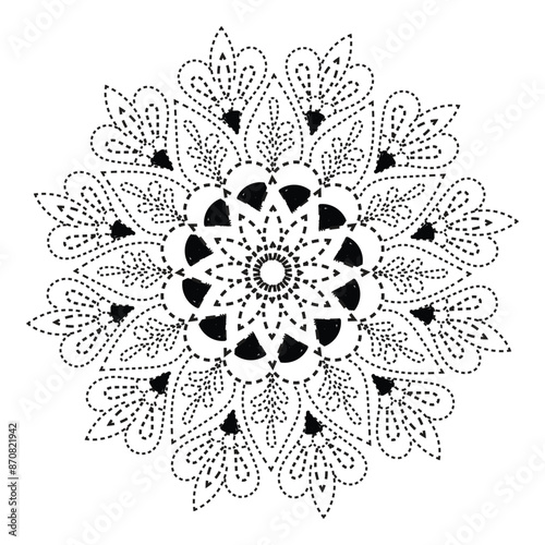 Circular pattern floral ornamental mandala outline for coloring bok pages