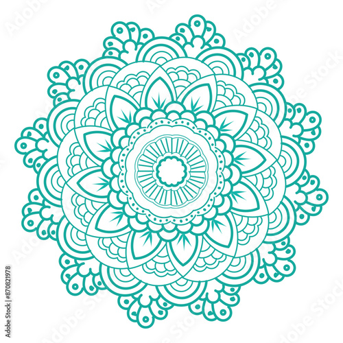 Circular pattern floral ornamental mandala outline for coloring bok pages