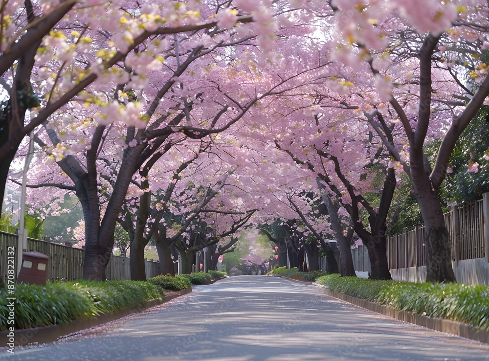 Naklejka premium Cherry Blossom Road Japan Spring