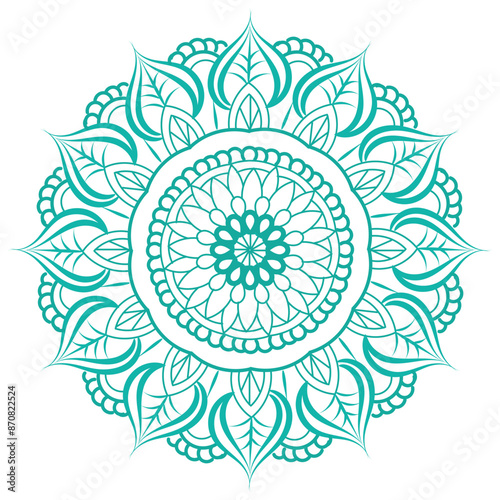Circular pattern floral ornamental mandala outline for coloring bok pages