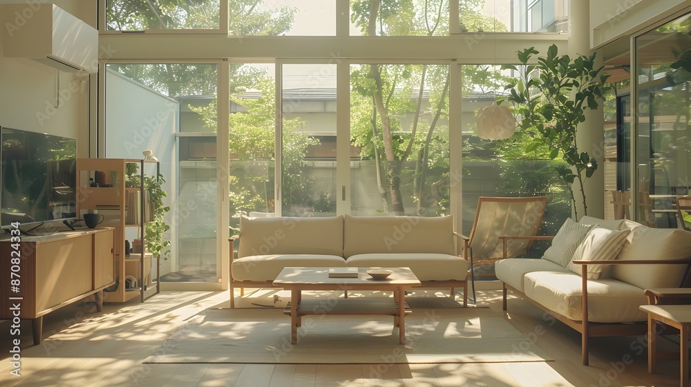 Minimalist Muji-Inspired Living Room with Tranquil Natural Lighting Minimalist Muji-Inspired Living Room with Tranquil Natural Lighting