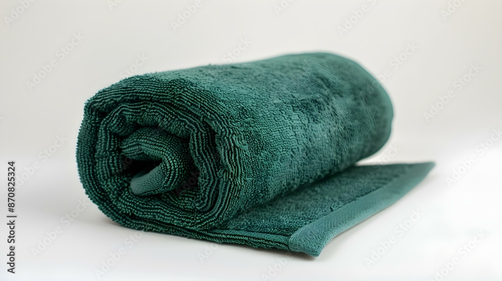 Rolled emerald Towel on a white Background Rolled emerald Towel on a white Background