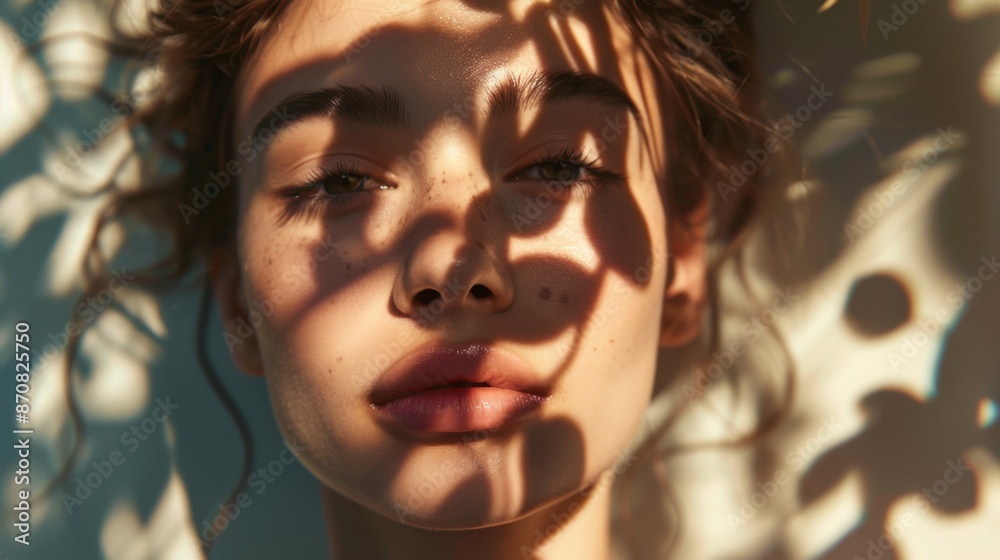 portrait of a model on a sunny day shadows fall on the face and create a beautiful picture portrait of a model on a sunny day shadows fall on the face and create a beautiful picture