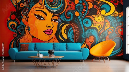 bold interior wall art photo