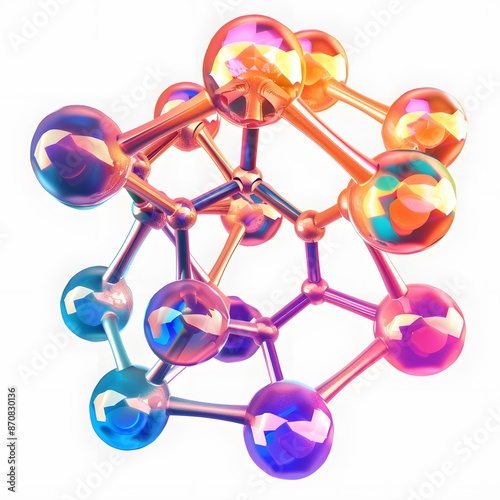 Molecular Structure of Lawrencium with Bright Colors on Transparent Background