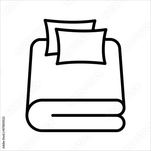 Bed linen with pillows, bed sheet and duvet cover isolated, on white background.