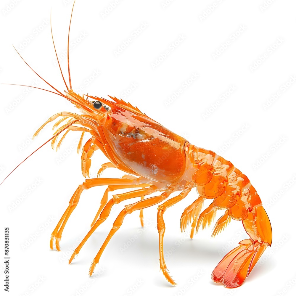 A Single Orange Lobster on White Background A Single Orange Lobster on White Background