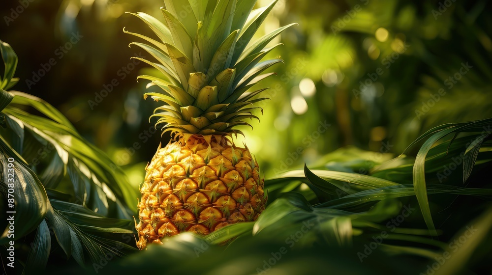 Fototapeta premium yellow leaf pineapple fruit