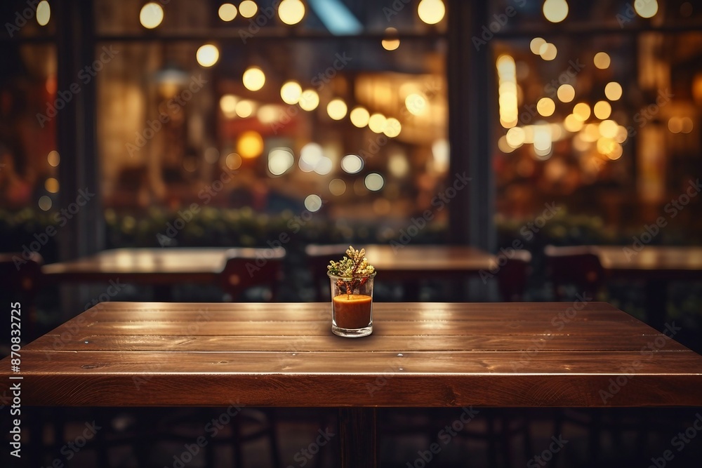 Rustic Wooden Table in a Warmly Lit Restaurant Setting, Providing Space for Product Displays or Food Presentations. Generative AI Rustic Wooden Table in a Warmly Lit Restaurant Setting, Providing Space for Product Displays or Food Presentations. Generative AI