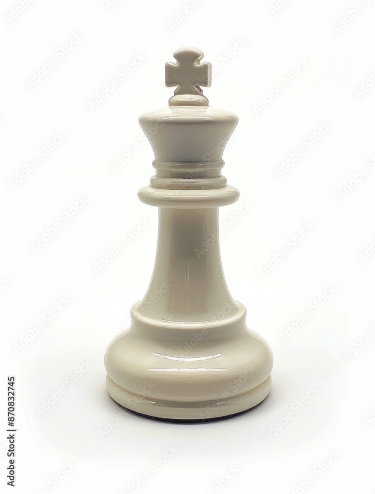 Regal Ivory Chess Bishop Standing Solitary on a Pristine White Background - Generative AI