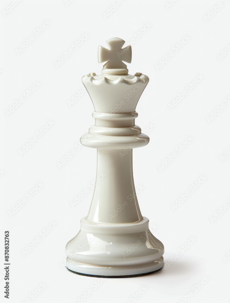 Regal Ivory Chess Bishop Standing Solitary on a Pristine White Background - Generative AI