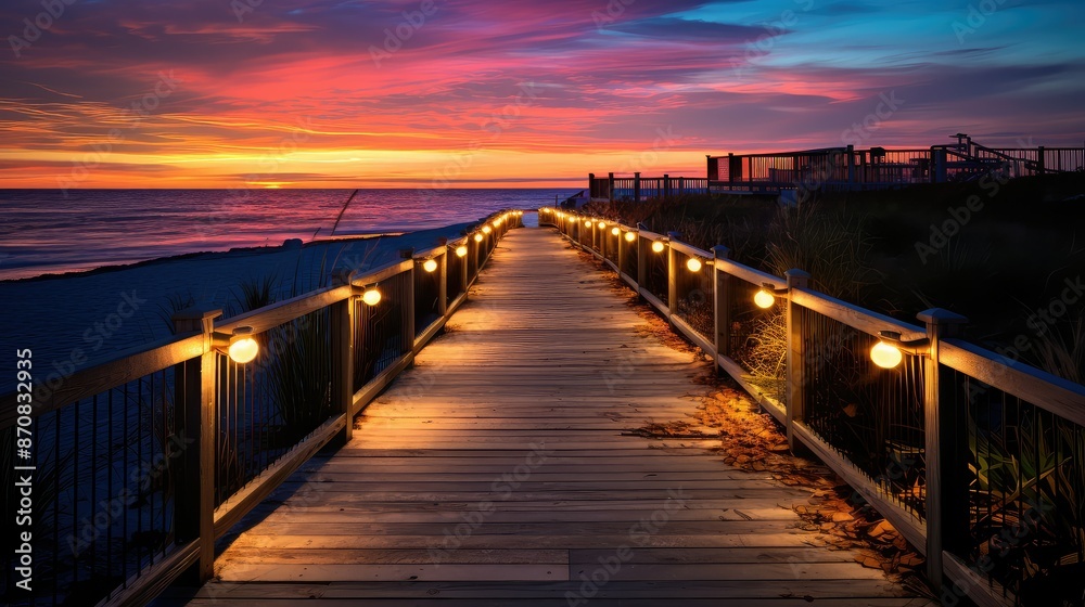 Obraz premium boardwalk path lighting
