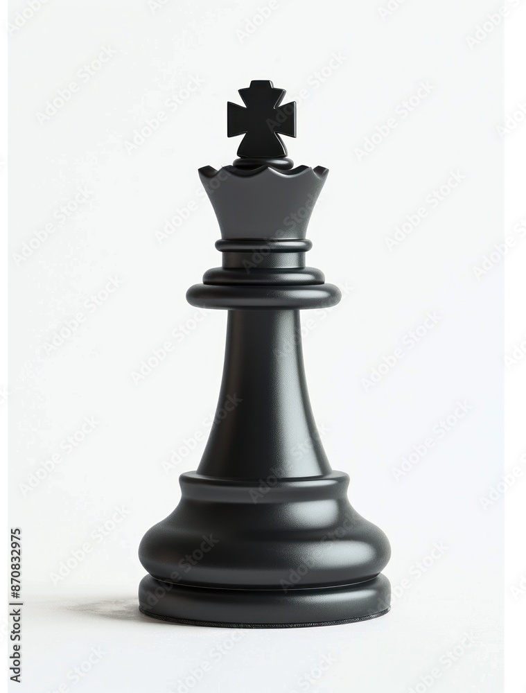 Majestic Black Chess King Standing Alone on a Plain White Background - Generative AI Majestic Black Chess King Standing Alone on a Plain White Background - Generative AI
