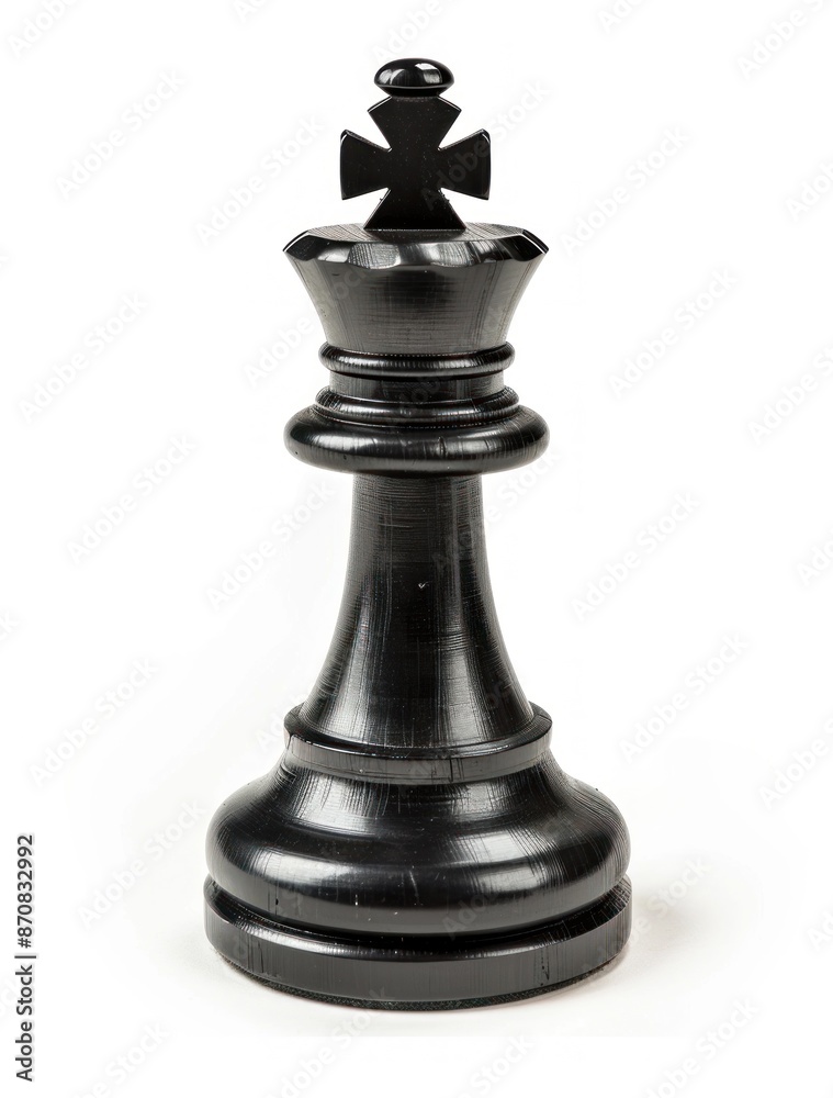 Majestic Black Chess King Standing Alone on a Plain White Background - Generative AI Majestic Black Chess King Standing Alone on a Plain White Background - Generative AI