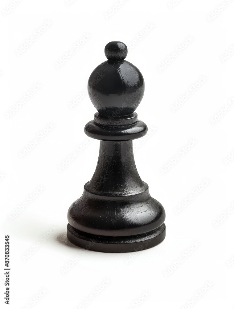 Weathered Black Chess Pawn on a White Background Symbolizes Strategy and Patience - Generative AI Weathered Black Chess Pawn on a White Background Symbolizes Strategy and Patience - Generative AI