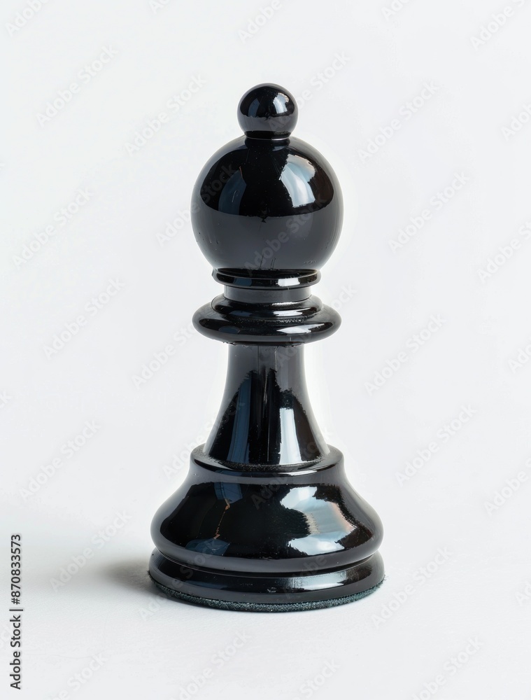 Weathered Black Chess Pawn on a White Background Symbolizes Strategy and Patience - Generative AI