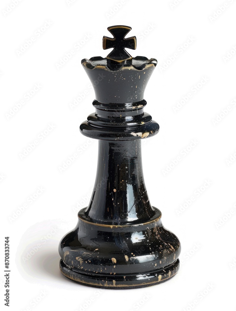 Sleek Black Chess Queen Dominates the Board on a Marble Background - Generative AI Sleek Black Chess Queen Dominates the Board on a Marble Background - Generative AI