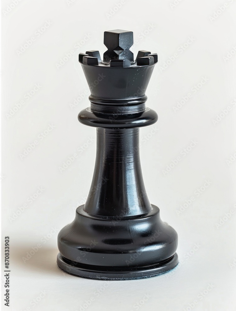 Sleek Black Chess Queen Dominates the Board on a Marble Background - Generative AI Sleek Black Chess Queen Dominates the Board on a Marble Background - Generative AI