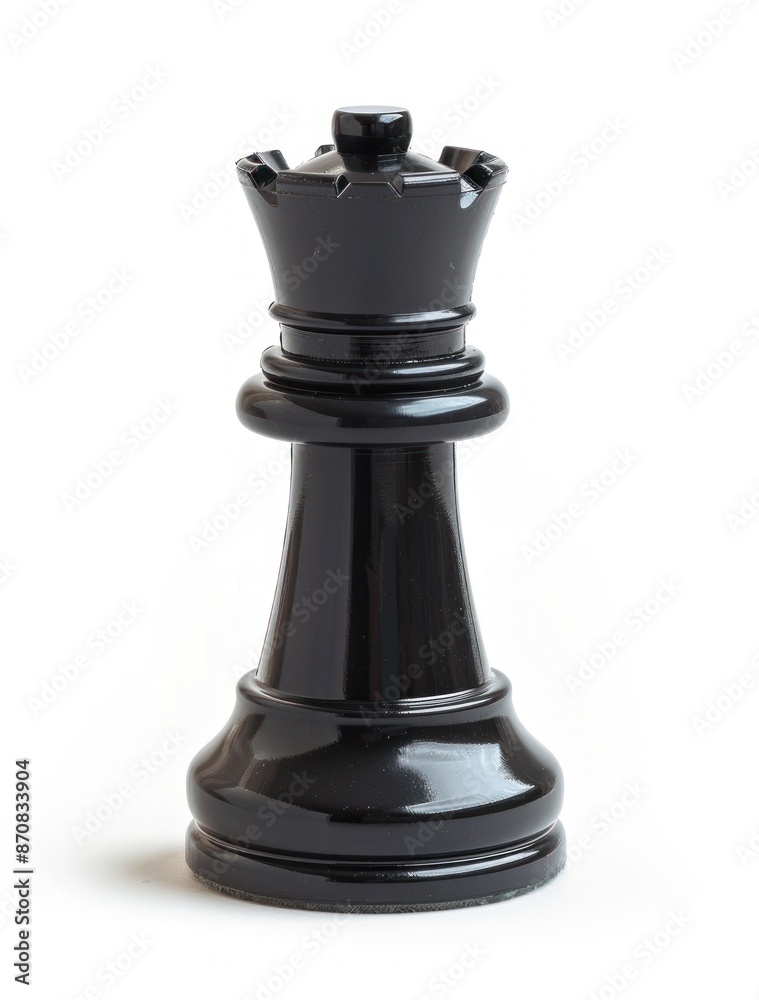 Sleek Black Chess Queen Dominates the Board on a Marble Background - Generative AI Sleek Black Chess Queen Dominates the Board on a Marble Background - Generative AI