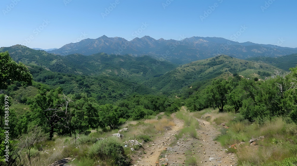 Naklejka premium Hiking trail through the mountains