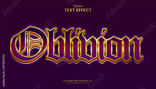 decorative golden oblivion editable text effect vector design