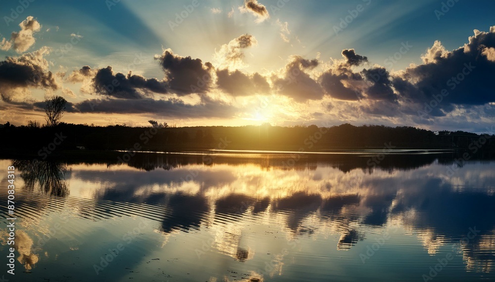 Fototapeta premium sunset over lake