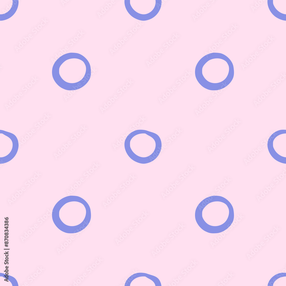 Vector simple seamless pattern with circles. Repeating background with blue round elements in hand drawn style. Design for fabric, wallpaper, wrapping paper, cover, poster, invitation Vector simple seamless pattern with circles. Repeating background with blue round elements in hand drawn style. Design for fabric, wallpaper, wrapping paper, cover, poster, invitation