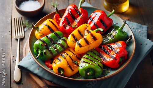 Background baked pepper, baked vegetables,Geberative AI photo