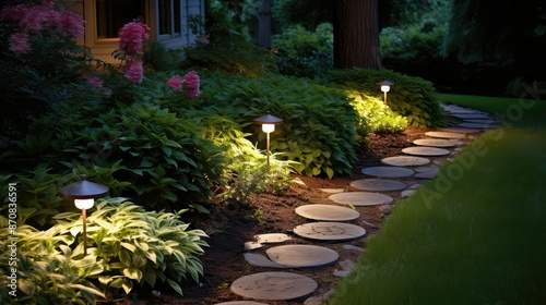 stake backyard lighting photo